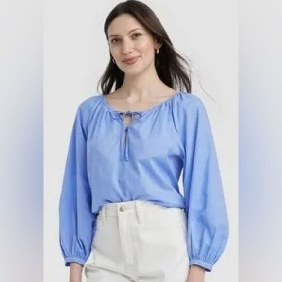 NWT!!! UNIVERSAL THREAD WOMEN'S BLUE BALLOON SLEEVE BLOUSE, Extra Large - Picture 1 of 6